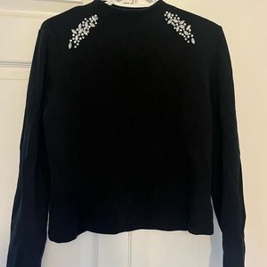 Zara Black Sweater with Beaded Shoulder Embellishments